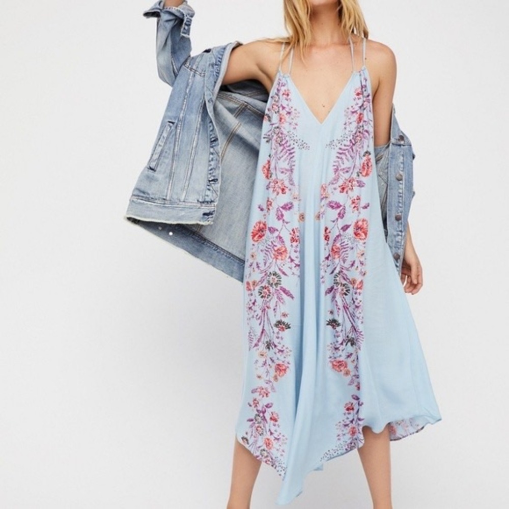Free People Light Blue Floral Maxi Dress